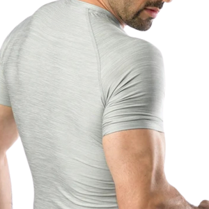 T-shirt de compression gris personnalisé pour homme, séchage rapide, entraînement en salle de sport, course à pied, fitness, athlétique, manches courtes, performance - Product Image 4