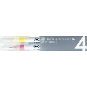 [ME][KURETAKE] Stylo pinceau Kuretake Fude Real, couleurs nettes, lot de 4 couleurs (RB-6000AT/4VB) – Stylo plume à encre Manga aux couleurs vives - Product Image 2