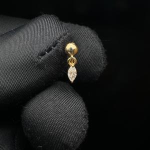 Pendientes colgantes de oro de 14K con diamante marquise cultivado en laboratorio, aretes helix y daith, joyería fina y delicada para mujer, elegante para uso diario. - Product Image 6
