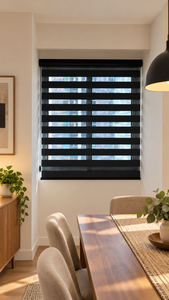 Persianas Motorizadas Zebra de la Serie Motorolize de WINHOME, Control Remoto, Diseño de Interiores, Proyecto para Compradores, Habitación de Huéspedes de Hotel, Personalización OEM ODM - Product Image 1