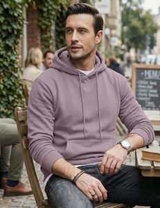 Sweat à capuche décontracté pour homme, haute qualité, 2026, style ample, en molleton 100% coton, grammage lourd, avec impression de logo personnalisé, couleur unie - Product Image 3
