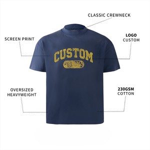 เสื้อยืดสตรีทแวร์โอเวอร์ไซส์แบบกำหนดเองสำหรับผู้ชาย ผ้าหนา 230GSM 100% คอตตอน ล้างสีแบบแอซิดวอช สไตล์วินเทจ เสื้อยืดเปล่า ขายส่ง ผู้ผลิต OEM/ODM - Product Image 3