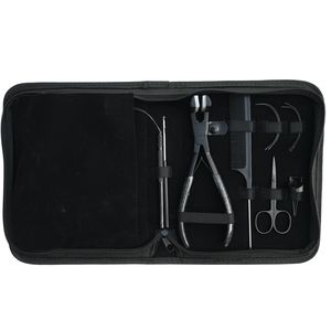 Complete Hair Extension Tools Kit Microbeads Tape In Plier Keratin Bond Cutter Hook Loop Wire Comb <b>Needle</b> Scissor Parting Finger - Product Image 5