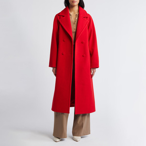 Manteau long en faux daim marron pour femme, style trench, à manches longues, ceinturé, double boutonnage, utilitaire, type safari, vente en gros - Product Image 1