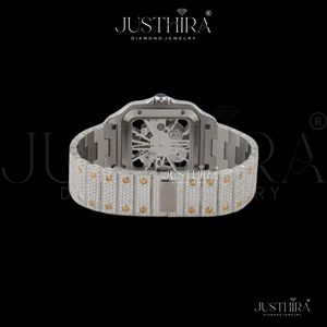 Montre SEIKO 10 personnalisable de luxe pour homme, bracelet en acier inoxydable, boîtier carré, cadran 41 mm, mouvement à quartz avec diamants Moissanite - Product Image 4