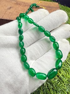 Zambian Emerald <b>Necklace</b> 19 Inch Oval Cabochon Natural Green Gemstone Beaded Jewelry Handmade Statement <b>Necklace</b> Custom Gift - Product Image 3