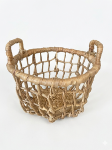 Cesta Redonda de Jacinto de Agua Natural NOLA, Cesta de Almacenamiento Tejida a Mano con Asas, Decoración Ecológica para el Hogar - Product Image 2