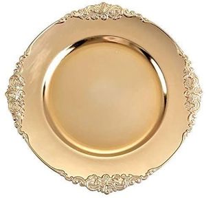 Antique Style <b>Gold</b> <b>Serving</b> <b>Tray</b> Embossed Floral Round Metal Plate Wedding Centerpiece Hotel Luxury Tableware Display <b>Tray</b> - Product Image 2