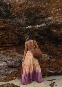 Boho Maxi <b>Dress</b> Women Spaghetti Strap Solid Tie Front A-Line Regular Fit Plain Dyed Natural Eco-Friendly Summer Casual <b>Dress</b> - Product Image 2
