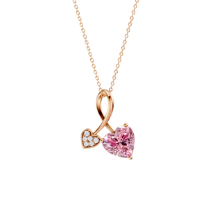 Collier minimaliste avec pendentif double cœur en pierre rose, micro-pavé de cristaux, charme infini de qualité supérieure - Product Image 1