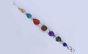 Pulsera de Cadena de Plata de Ley 925 con Piedras Naturales, Estilo Bohemio, Engaste de Bisel, Gemas Multicolores, Joyería Fina Unisex para Uso Diario - Product Image 3