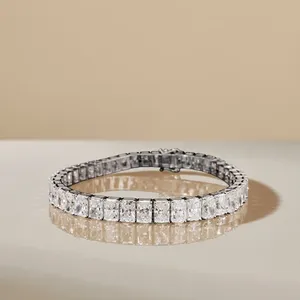 14k White Gold Geometric Cushion Cut Diamond Tennis Bracelet Unisex Classic Style Jewelry Wedding Anniversary Engagement <b>Gift</b> - Product Image 2