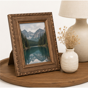 Hand-Carved Solid Wooden Photo <b>Frame</b> Rustic <b>Vintage</b> Style <b>Picture</b> <b>Frame</b> Tabletop Decorative Desktop Photo Holder For Home Decor - Product Image 3