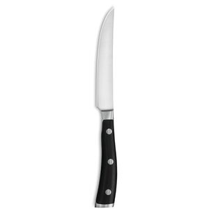 Cuchillos para carne de diseño clásico con hoja de acero inoxidable de borde liso y mango ergonómico negro para cortar carne a la brasa - Product Image 2