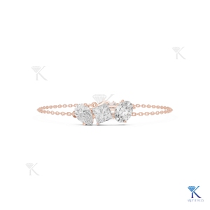 Lab Grown Diamond Three Stone Multi-Cut Chain <b>Bracelet</b> 14K 18K <b>Solid</b> Gold Fine Women Luxury Jewelry Manufacturer Wholesale - Product Image 2