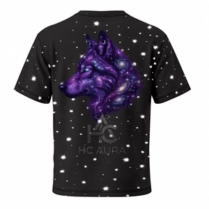 T-shirt Unisex Mezza Manica <span class=keywords><strong>Nera</strong></span> in Cotone/Poliestere Sostenibile con Design Lupo, di Tendenza, <span class=keywords><strong>Ora</strong></span> Disponibile con Logo Personalizzato - Product Image 3