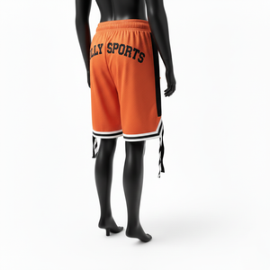 Pantalones Cortos de Baloncesto de Malla de Poliéster Premium de 180 GSM, Color Naranja, Panel Sublimado, Aplique Desgastado, Logotipo Personalizado - Product Image 5