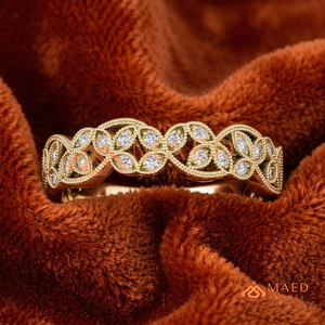 Anillo Romántico Chapado en Oro de 18K con Diseño Floral, Anillo de Boda Vintage con Moissanita Marquise para Mujer, Joyería con Hojas Botánicas, Regalo - Product Image 1