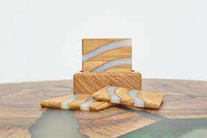 Handmade Wooden Resin River Coasters Artistic Fusion <b>Drinkware</b> Modern Rustic Tabletop Decor Stylish Resin Wood <b>Accessories</b> Set - Product Image 5
