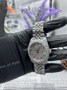Reloj Iced Out con Diamantes Moissanite VVS, Esfera Árabe, Acero Inoxidable, Estilo Hip Hop, Lujoso, Unisex - Product Image 5