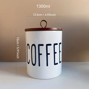 Large Capacity <b>Kitchen</b> <b>Storage</b> Canister Set With Airtight Wooden Lid Bold Letter Design Modern Countertop Organizer For Tea - Product Image 6