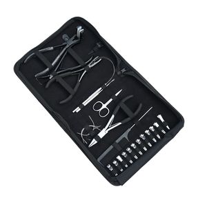 Salon Hair Extension Accessories Set Flat Crimping Plier Tap In Plier Microbead Remover Hair Loop Hook Threader Curved <b>Needles</b> - Product Image 6