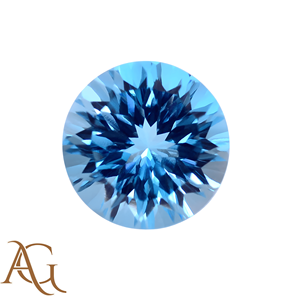 Topacio Azul Suizo Natural, Tallado Redondo con Láser, Tallado en Intaglio, Gema Suelta, Fabricante, Venta al por Mayor, Fabricación de Joyería - Product Image 4