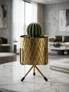 Macetero Metálico Moderno con Soporte Dorado, Decorativo, para Interiores, para Plantas Pequeñas, para Sala de Estar, Oficina, Dormitorio - Product Image 4
