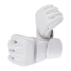 Gants d'entraînement blancs à doigts entiers avec fermeture Velcro pour les arts martiaux, unisexe, en PU - Product Image 4