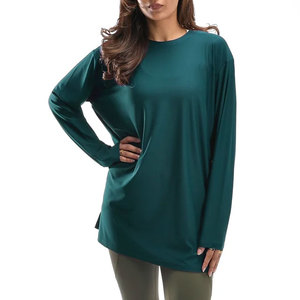 Wholesale Custom Yoga Wear Quick Dry Stretchable Loose Design <b>Shirt</b> <b>Women's</b> Comfortable Personalized Longline <b>Long</b> Sleeve <b>Shirt</b> - Product Image 1