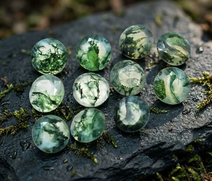 Piedras Sueltas Redondas Facetadas de Ágata Musgosa Natural de Alta Calidad, 8mm, Componentes de Joyería, Mercado Global de Gemas - Product Image 3