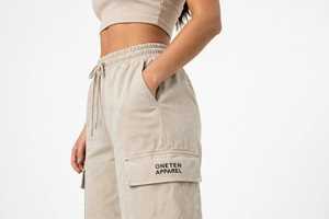 Pantalones Cargo de Lona Color Caqui para Mujer, Cintura Media, Corte Recto, Cordón Ajustable, Estilo Casual y Utilitario - Product Image 6