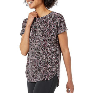 Camisetas de Cuello Redondo para Mujer en Tonos Cálidos, al por Mayor, de Poliéster/Algodón, Estilo Urbano Holgado, Verano, Secado Rápido, Ecológicas - Product Image 4