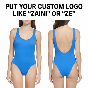Maillot de bain une pièce côtelé en nylon et élasthanne pour femme, 220 GSM, extensible, col rond, dos ouvert, logo personnalisé, tenue de plage et de villégiature - Product Image 1
