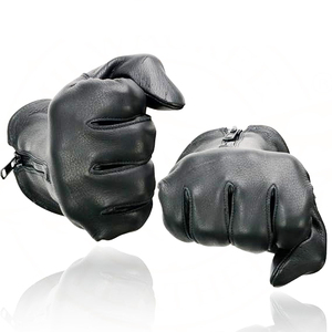 Samroz Sports Men's Black Cowhide Leather Gauntlet Motorcycle Hand <b>Gloves</b> - Product Image 2