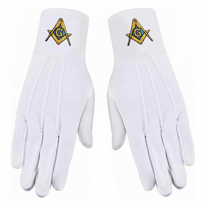 Regalia Masonic <b>Gloves</b> Heat-Transfer Printed White Outdoor Ceremony Cotton <b>Gloves</b> for Freemasons Quick Dry Breathable - Product Image 3