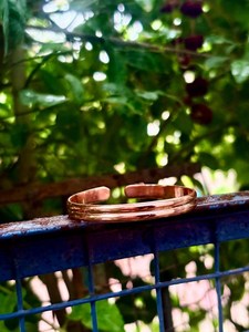 Bracelet manchette double nervure en cuivre pur fait main, bijou de guérison en cuivre massif pour hommes et femmes, OEM - Product Image 6