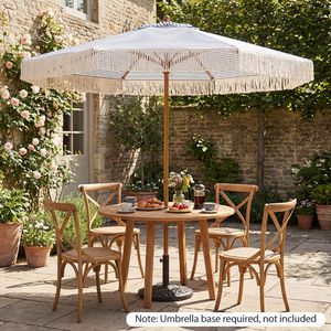 Ombrellone da Patio Boho con Frange e Nappe da 7 Piedi, Ombrellone da Spiaggia Protettivo dal Sole con Base Elegante - Product Image 4