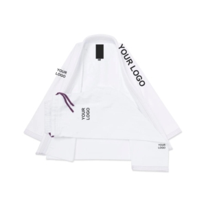 Kimono de Jiu-Jitsu Brasileño de Alta Calidad Personalizable, 100% Algodón, Estilo BJJ, Hecho a Medida, Color Blanco, para Adultos, con Impresión de Logotipo Personalizado, Ropa de Artes Marciales - Product Image 1