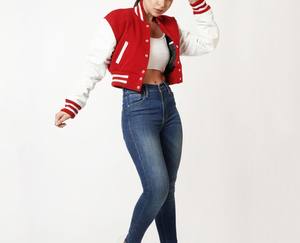 Veste varsity courte pour femme - Veste d'hiver légère en mélange de laine coupe-vent écologique |   Fabricant - Product Image 4