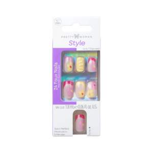 Uñas Postizas ABS con Diseño Floral de Gelatina y Estampado Dorado, Puntas de Uñas Artificiales de Longitud Media, 24 Piezas para Dedos, Forma Almendrada - Product Image 4