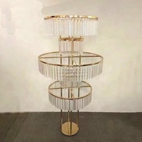 Candelabro de Metal Dorado de Lujo Personalizado de 5 Niveles, 43 Pulgadas de Alto, con Cristales Acrílicos, Centro de Mesa para Bodas, Compromisos, Año Nuevo