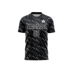 Camiseta de Fútbol Personalizada para Hombre SPARKWELL, Negra, con Estampado Sublimado, Absorbente de Humedad, Ajustada, Manga Corta, para Adultos, 100% Algodón - Product Image 3