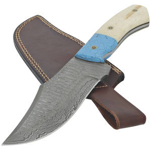 Couteau de chasse personnalisé DIY OEM en acier inoxydable, lame fixe, pointe en forme de goutte, bord biseauté, manche en bois, couteau de camping en plein air - Product Image 2