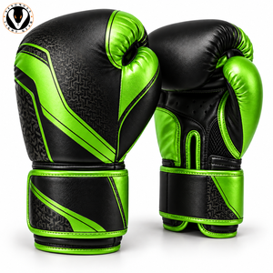 Training Boxing <b>Gloves</b> Cushioned <b>Knuckle</b> Area Adjustable Hook Loop Wrist Strap Ergonomic Shape PU/Leather Material for Punching - Product Image 1