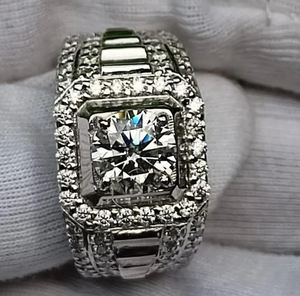 Cut Moissanite <b>Mens</b> <b>Ring</b> 925 Sterling Silver 14K Gold Plated Luxury Classic Engagement Wedding Anniversary Party Prong Setting - Product Image 1