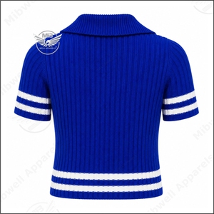 Suéter de Punto Acrílico para Mujer, Estilo Vintage, Cuello en V, Manga Corta, Estilo Preppy, con Logotipo Frontal, Ecológico, Marca Zeta - Product Image 2