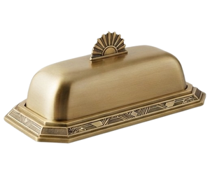 Beurrier plaqué or avec couvercle, sur mesure, design classique, métal poli, pour la cuisine et les réceptions - Product Image 2