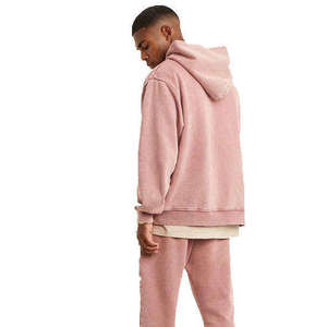 <b>Men's</b> Oversized Hooded Fleece <b>Sweatshirt</b> Solid <b>Pink</b> Casual Loose Fit Regular Sleeve Breathable Knitted Autumn Wear 2026 - Product Image 2