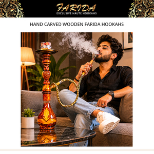 Cachimba de lujo de palisandro lacado y tallado a mano, estilo egipcio, para fumar, con vástago de latón y jarrón de cristal a juego. - Product Image 6